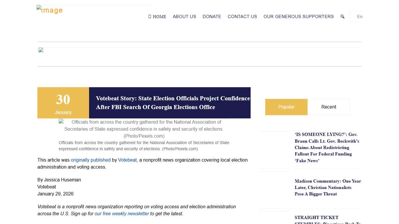 Votebeat Story: State election officials project confidence after FBI search of Georgia elections office - THE INDIANA CITIZEN
