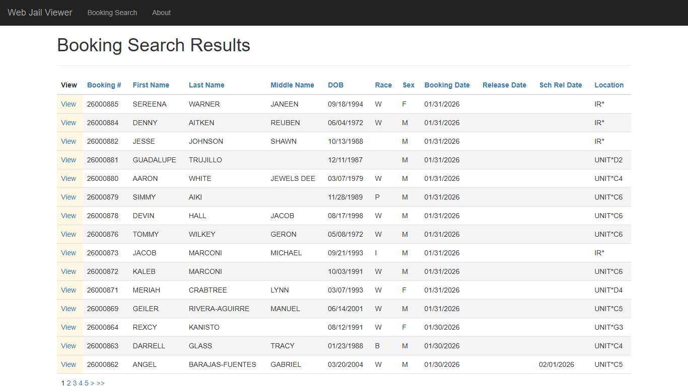 BookingSearchDetail - Web Jail Viewer