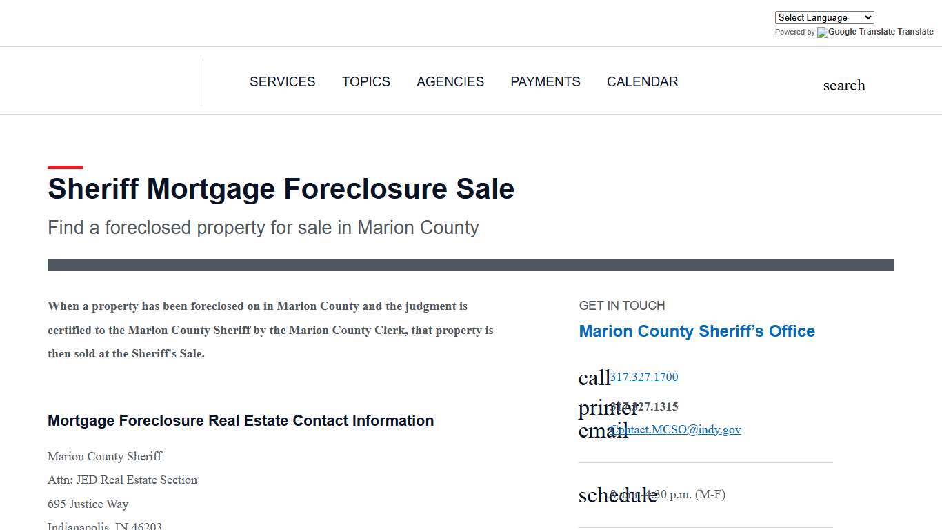 indy.gov: Sheriff Mortgage Foreclosure Sale